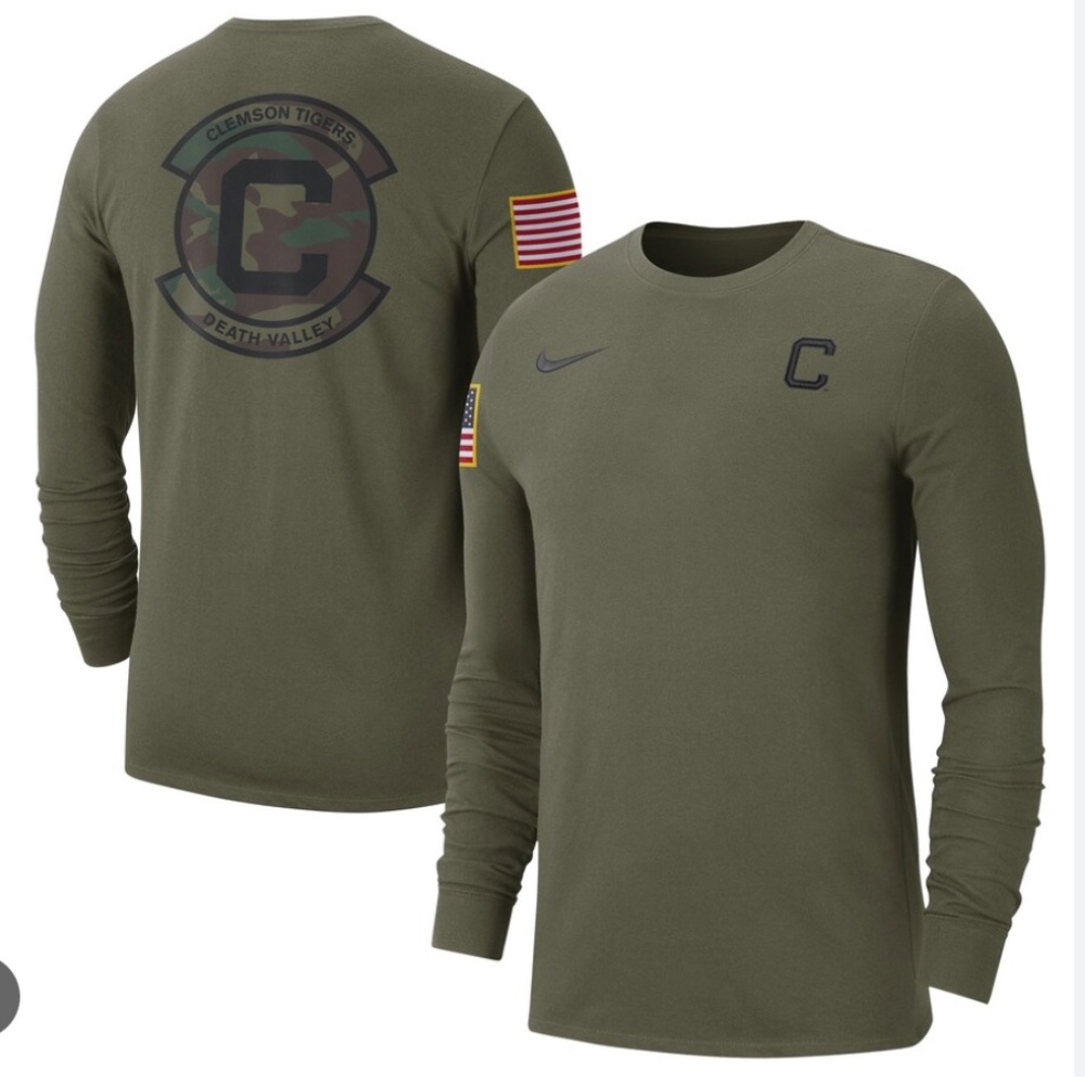 Clemson Tigers * Nike Long Sleeve T Shirt * Color Olive * Military * USA